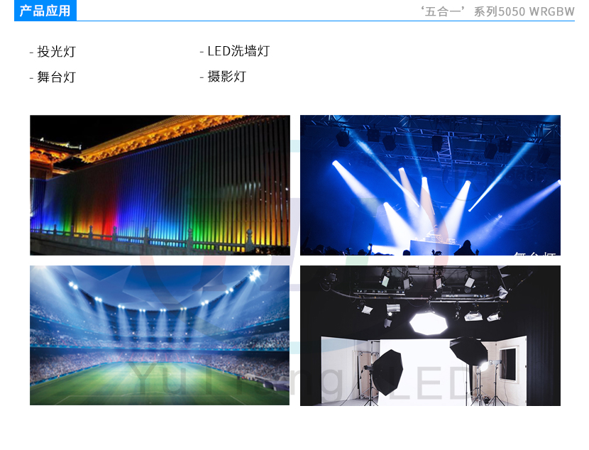 五合一5050WRGBW灯珠应用领域