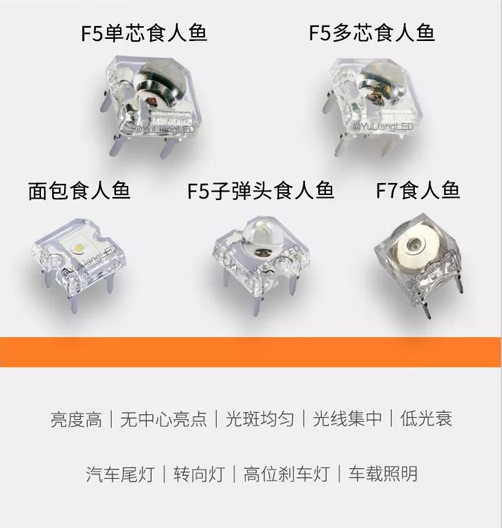 食人鱼灯珠,F5,F7,面包食人鱼灯珠,led灯珠常用规格型号