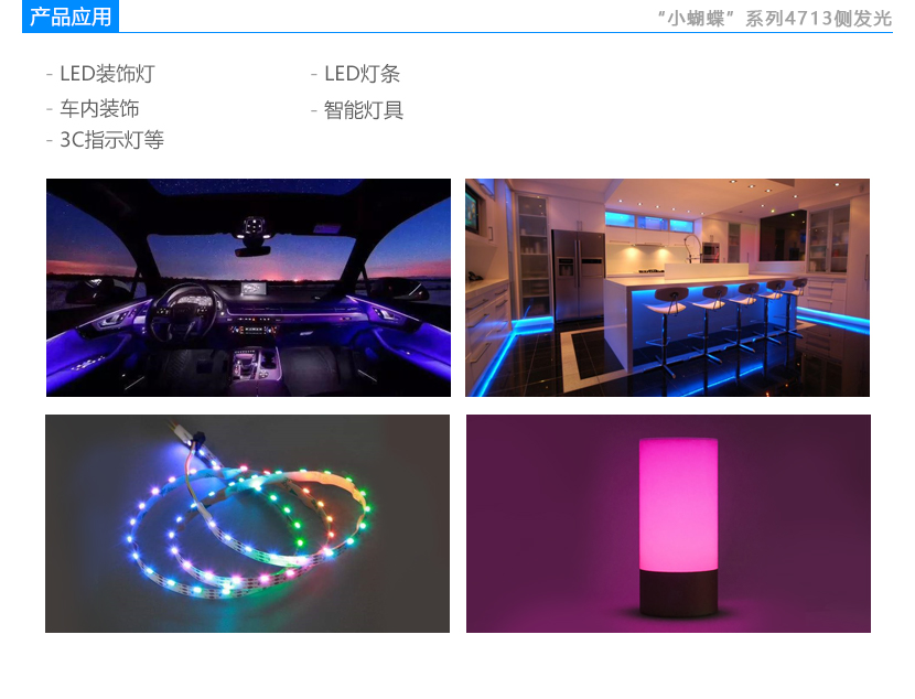 小蝴蝶系列4713侧发光RGB灯珠应用
